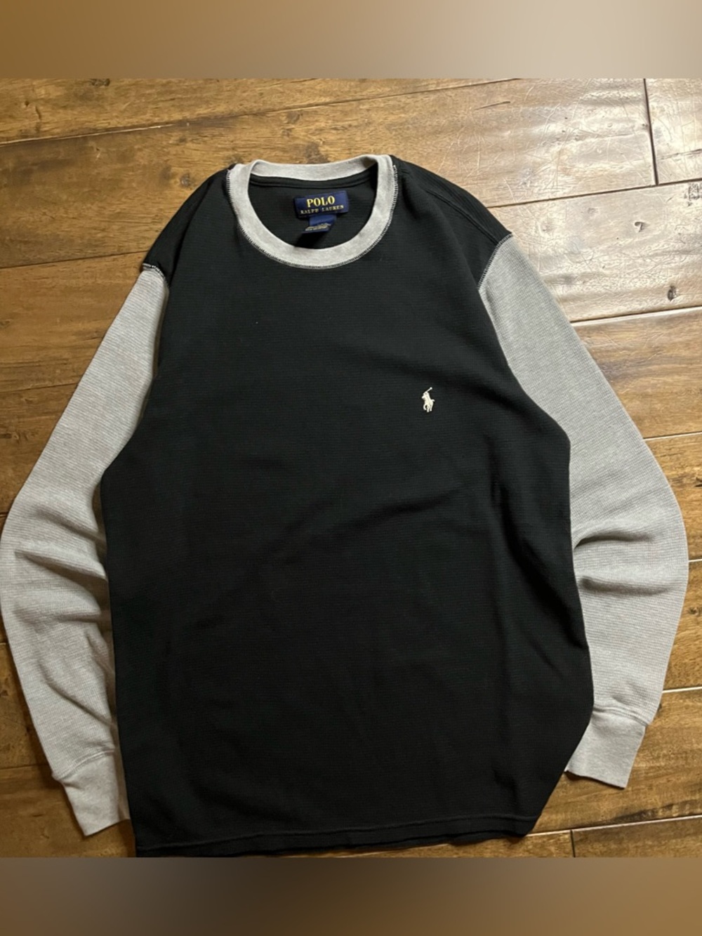 Y2K Polo Ralph Lauren Men’s Grey and Black Thermal